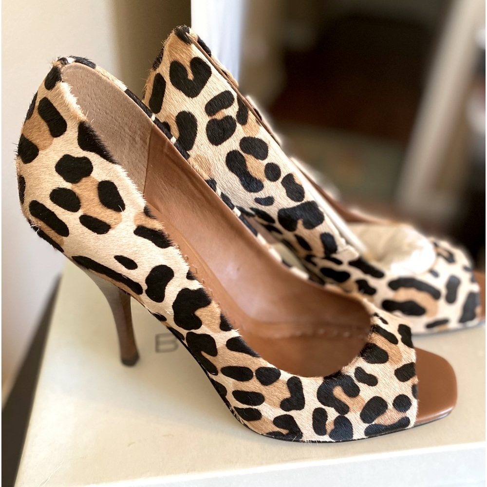 BCBG Leopard pony pumps